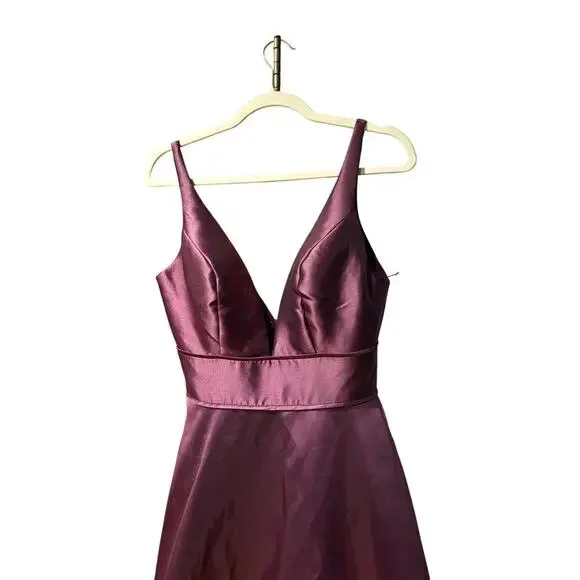 Ieena for MacDuggal the plunge v neck ballroom amethyst purple gown dress 4 - Picture 6 of 12